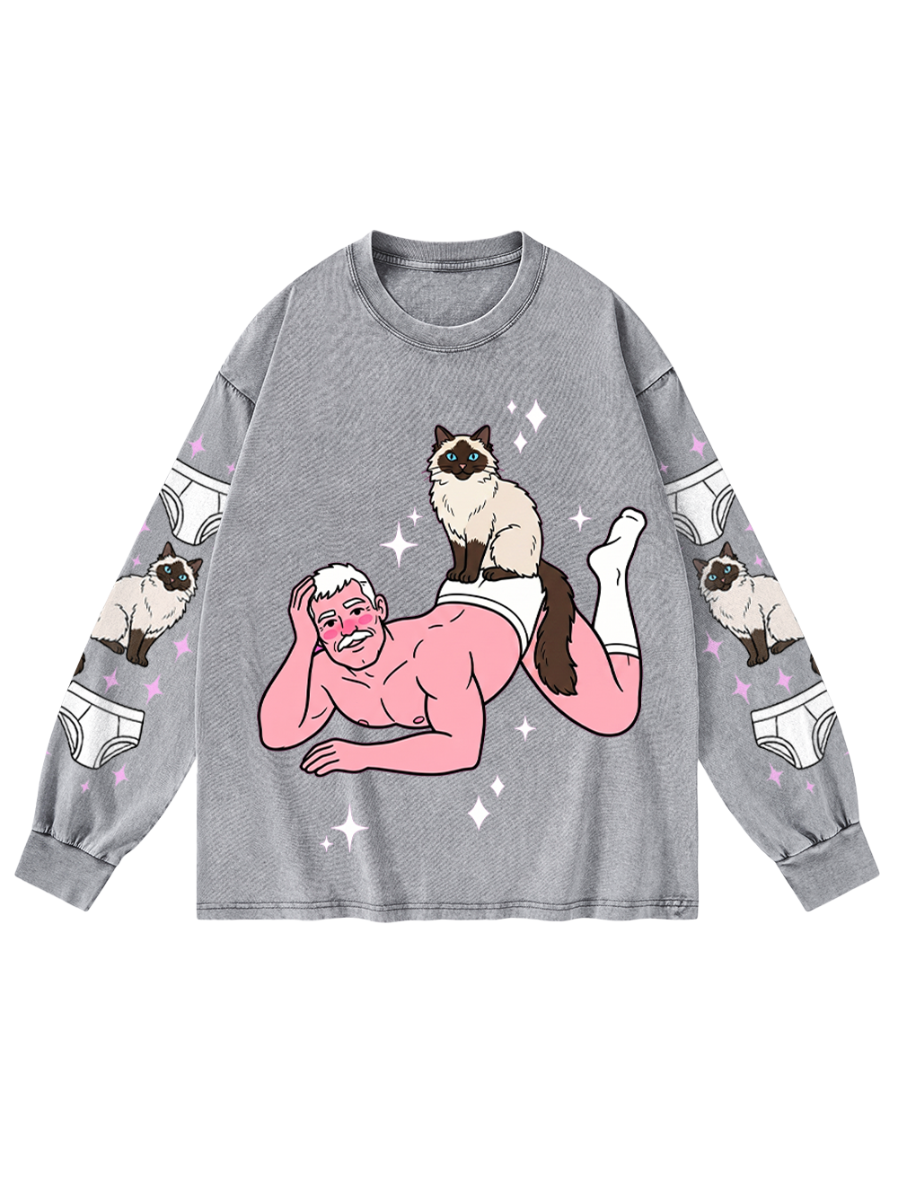 CAT DADDY PIN-UP WASHED LONG-SLEEVE GRAPHIC TSHIRT