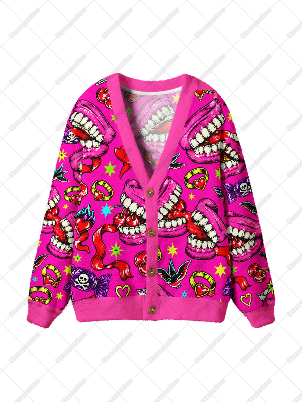 PINK FANGS UGLY CARDIGAN SWEATERS