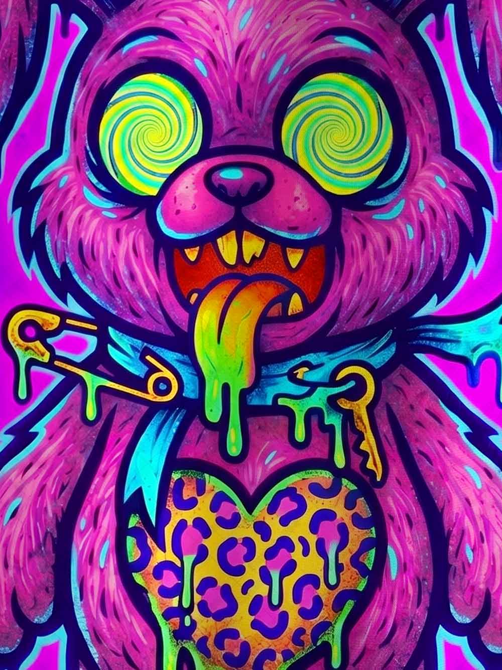 NEON PSYCHEDELIC DRIPPING BUNNY ECO OVERSIZED GRAPHIC TEES