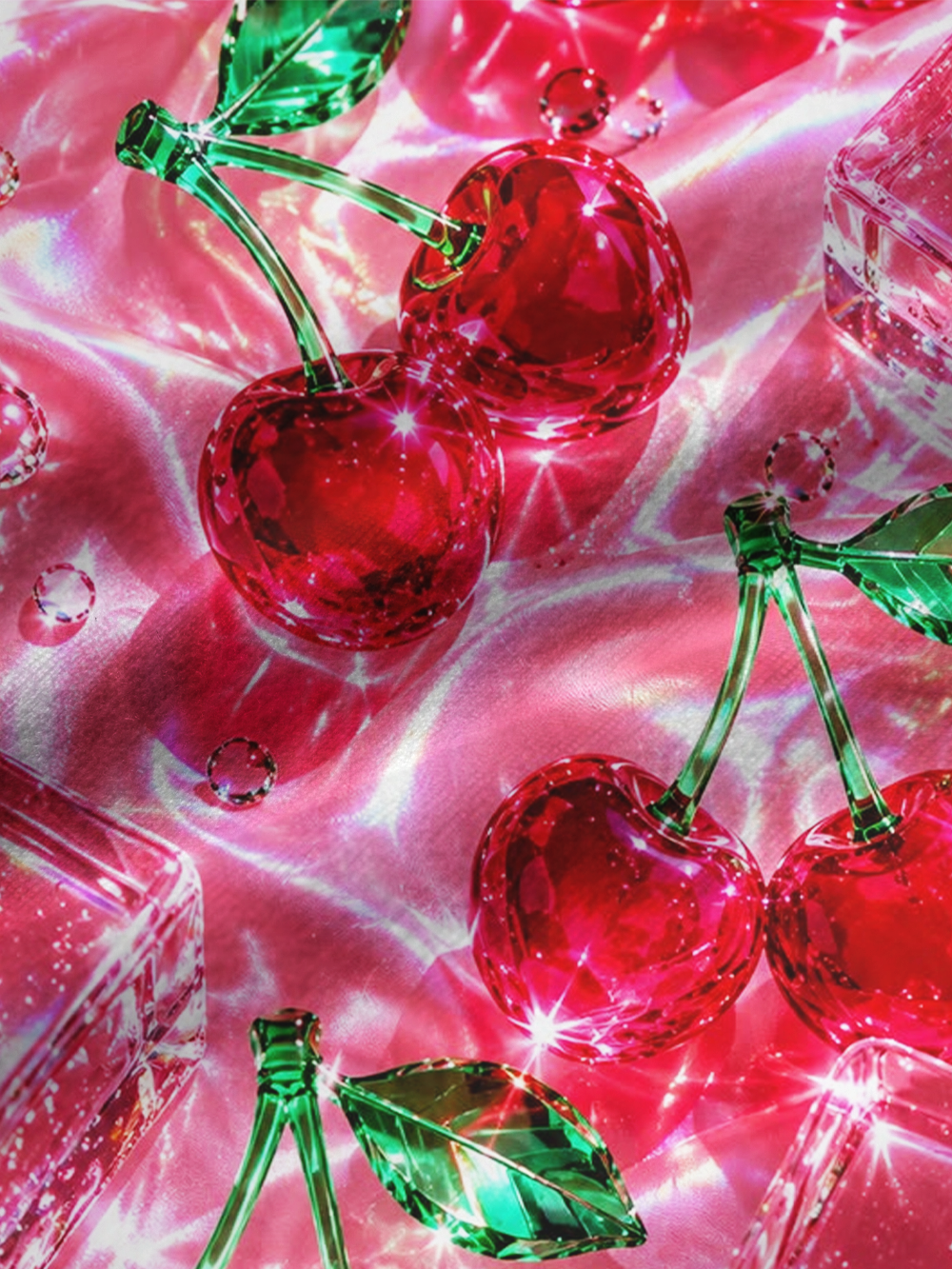 SPARKLING CHERRIES FULL-PRINT SPAGHETTI-STRAP TOP