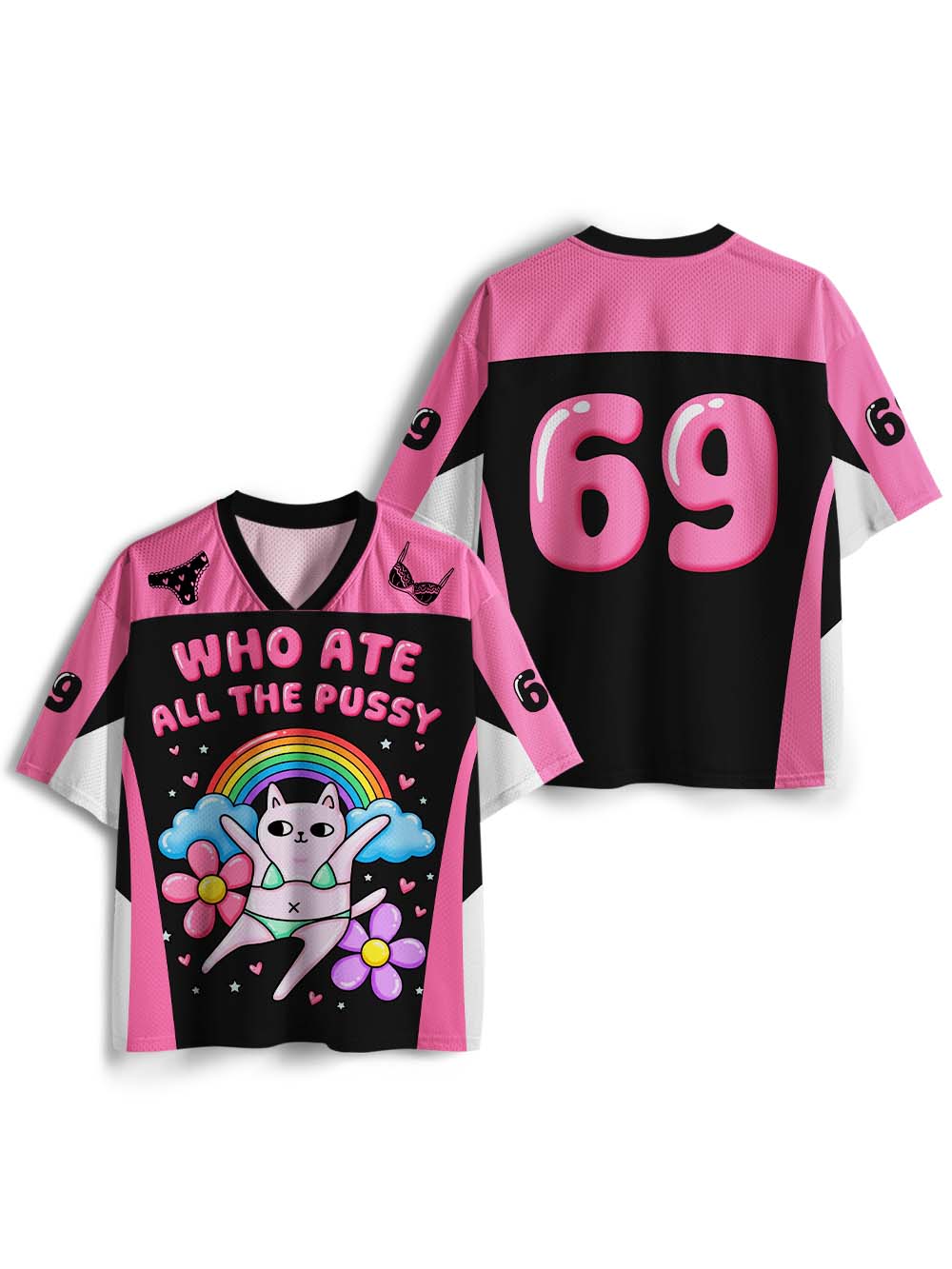NAUGHTY CAT RAINBOW MESH JERSEY