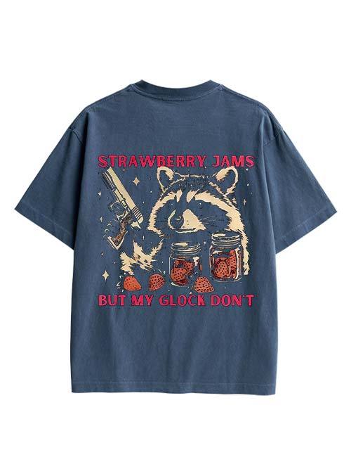 Strawberry Jams But My Glock Don't Double Sided Print Washed TShirt