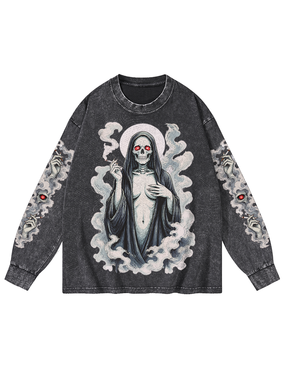 GRIM SISTER WASHED LONG-SLEEVE GRAPHIC TSHIRT