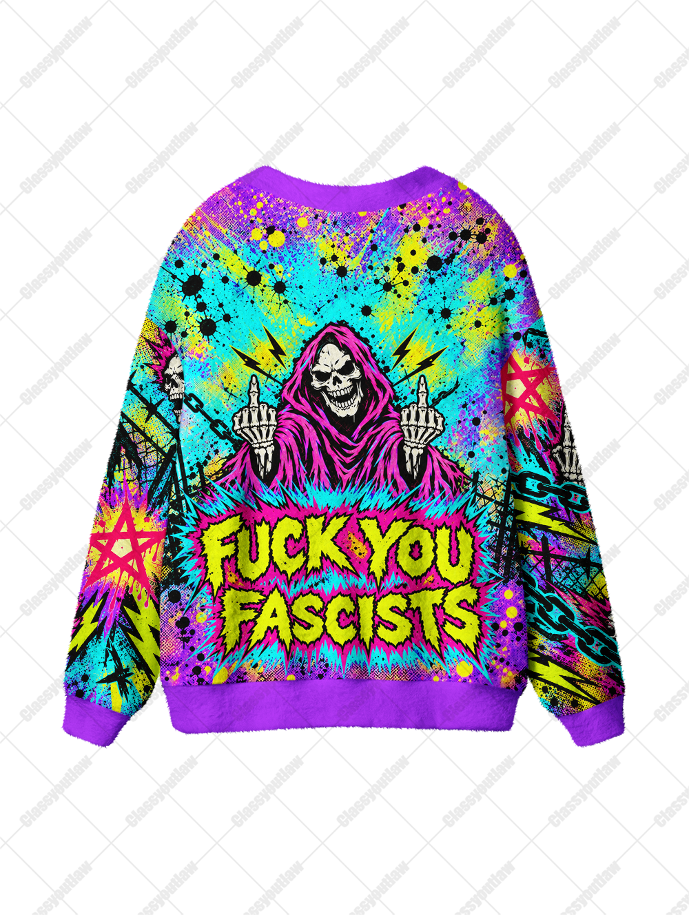 FUCK FASCISTS UGLY CARDIGAN SWEATERS