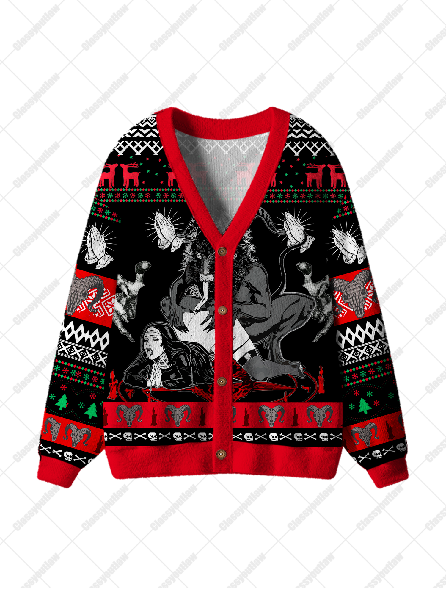 Dark Gothic Demonic Ritual Ugly Cardigan Sweaters