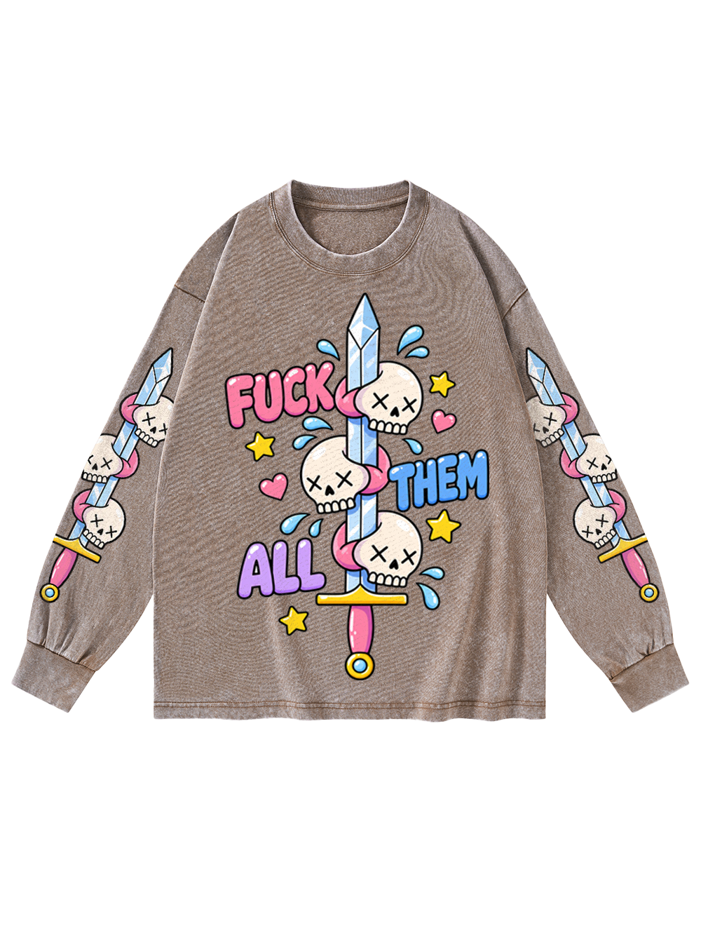 PASTEL REVENGE WASHED LONG-SLEEVE GRAPHIC TSHIRT