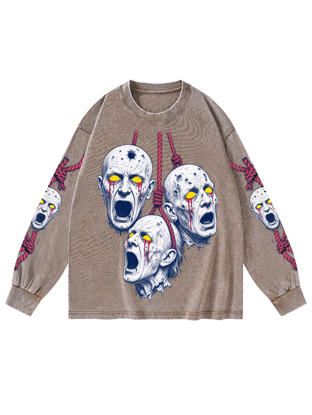HANGING ZOMBIE WASHED LONG-SLEEVE GRAPHIC TSHIRT