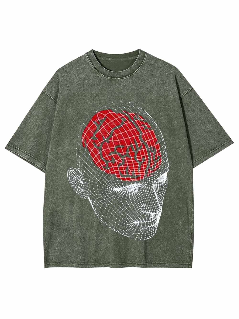 Wireframe Red Brain Washed Tshirt