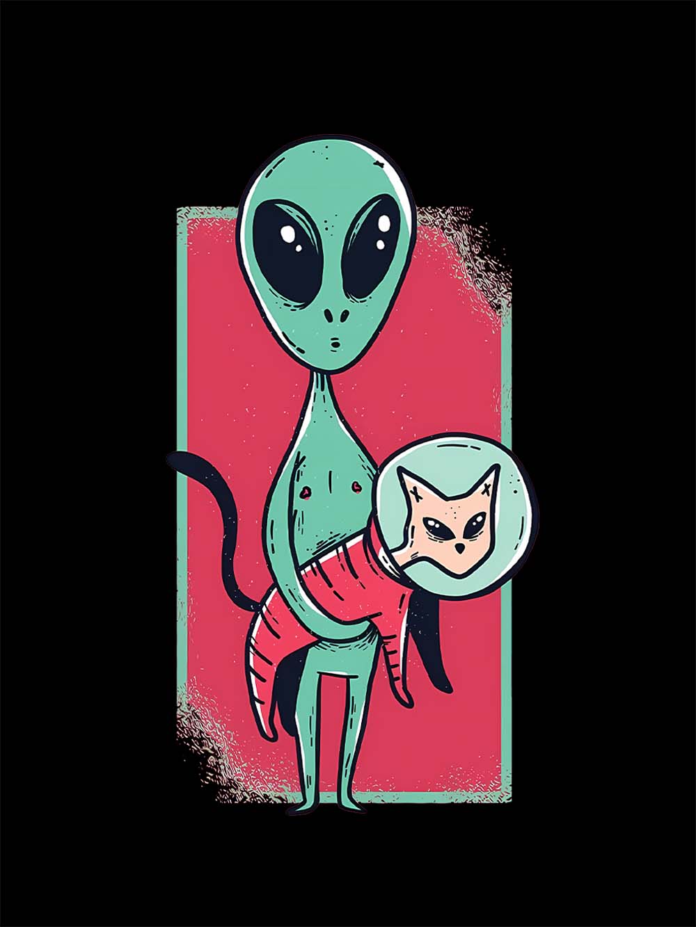 Alien Cat Discovery Washed Tshirt