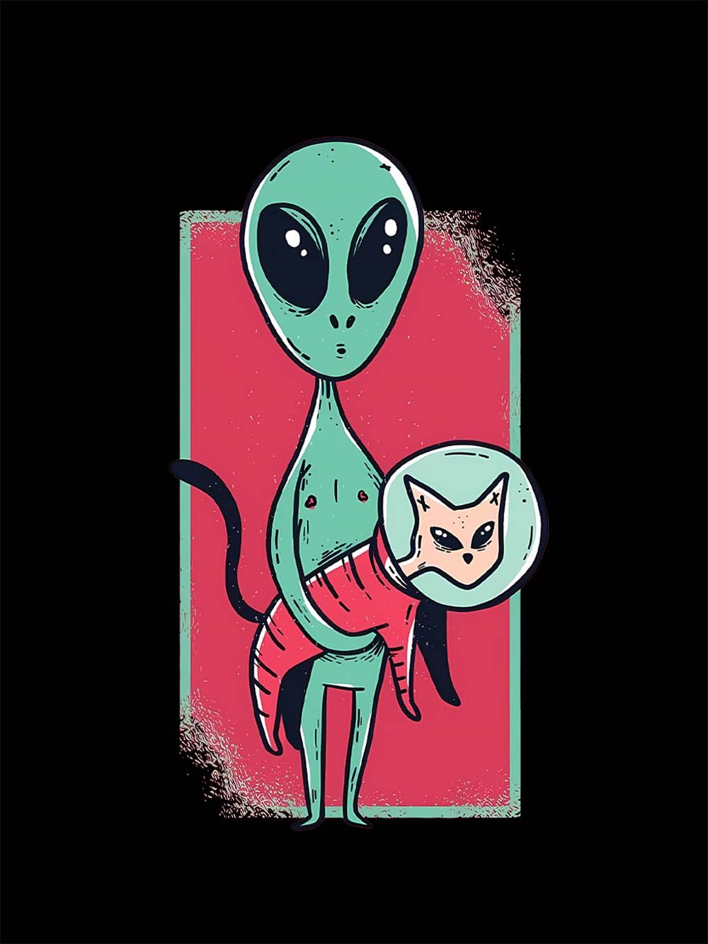 Alien Cat Discovery Washed Tshirt