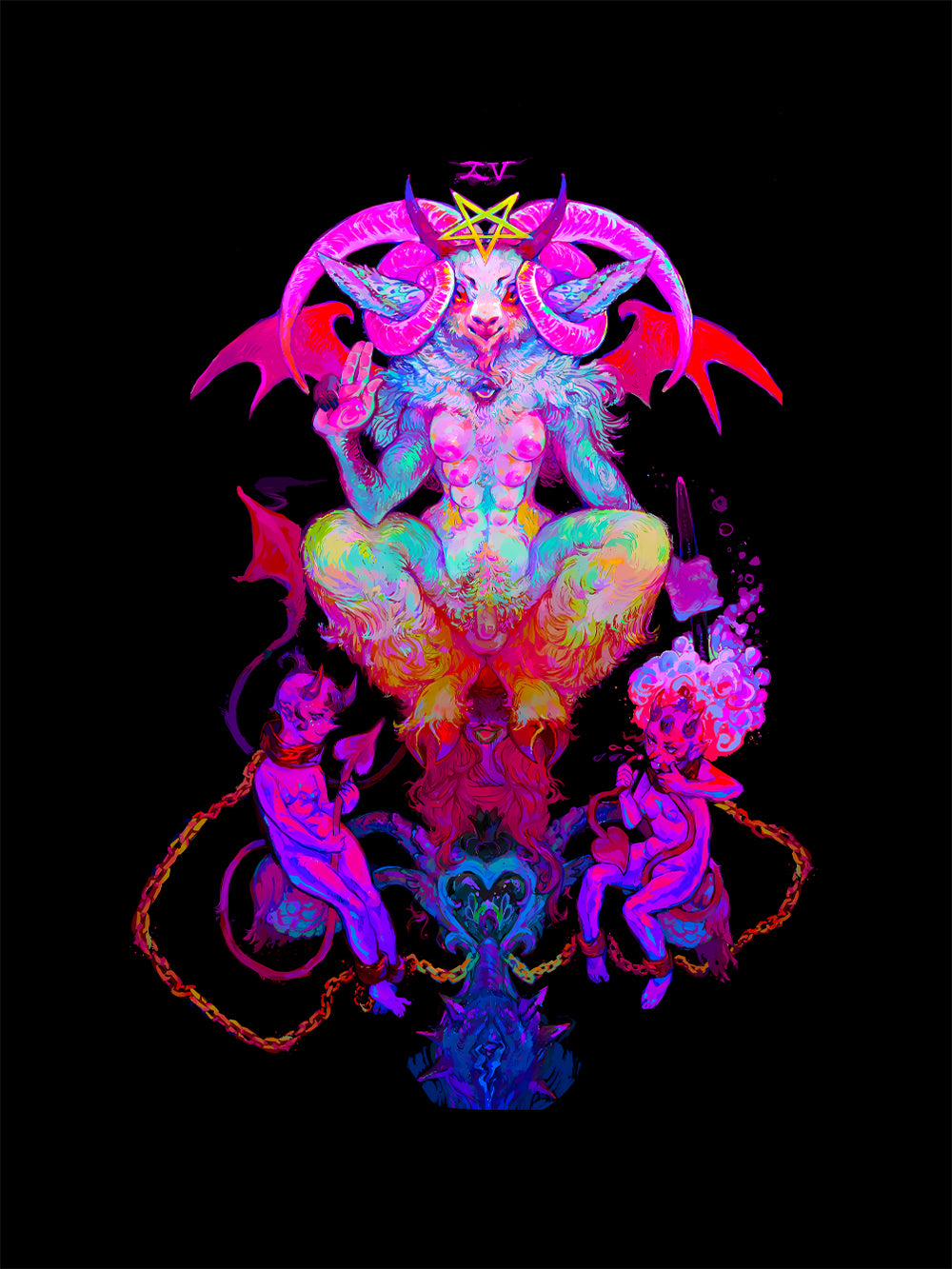 NEON BAPHOMET VISION WASHED TSHIRT