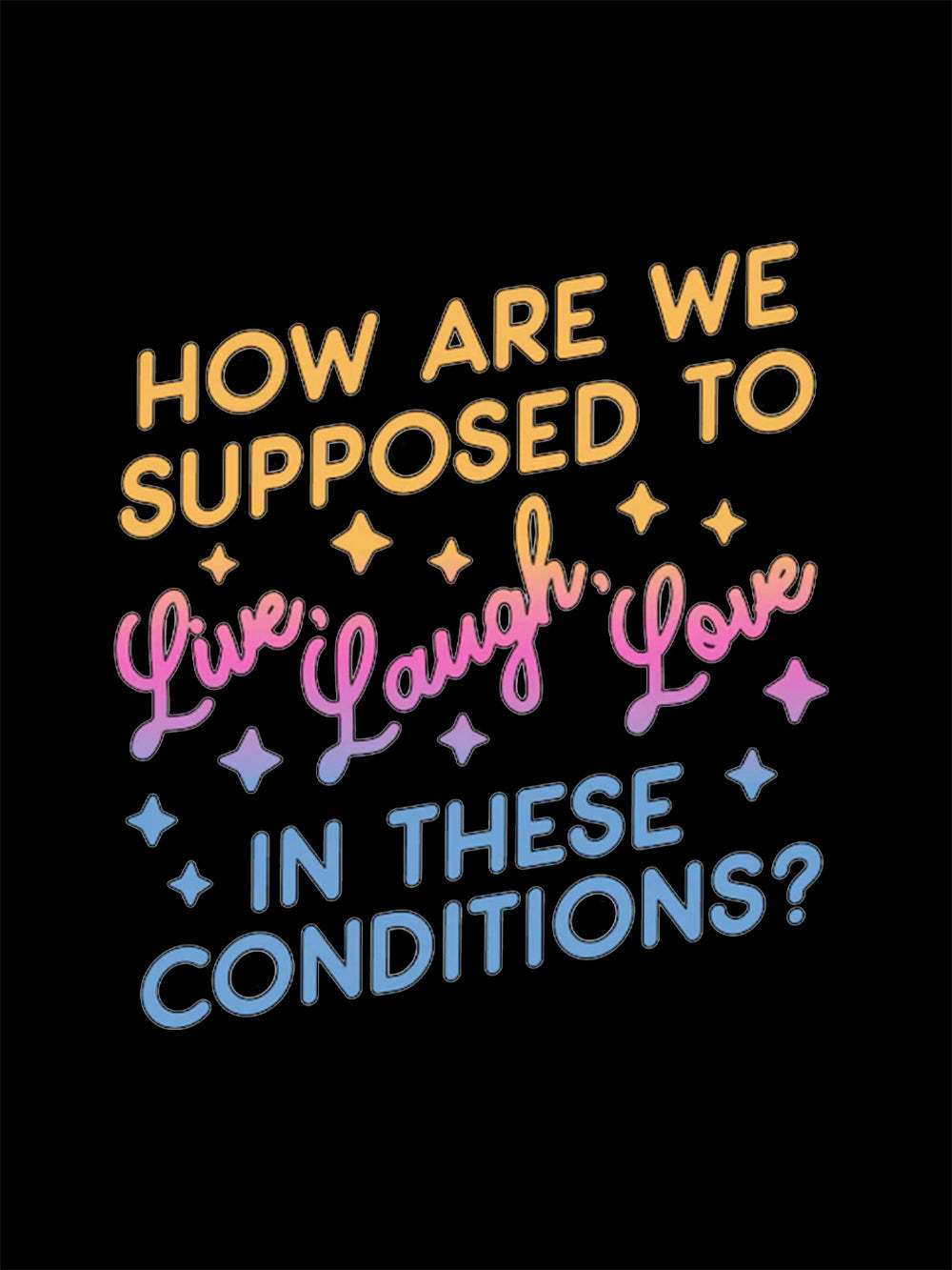 How Are We Supposed To Live, Laugh, Love In These Conditions? Washed Tshirt