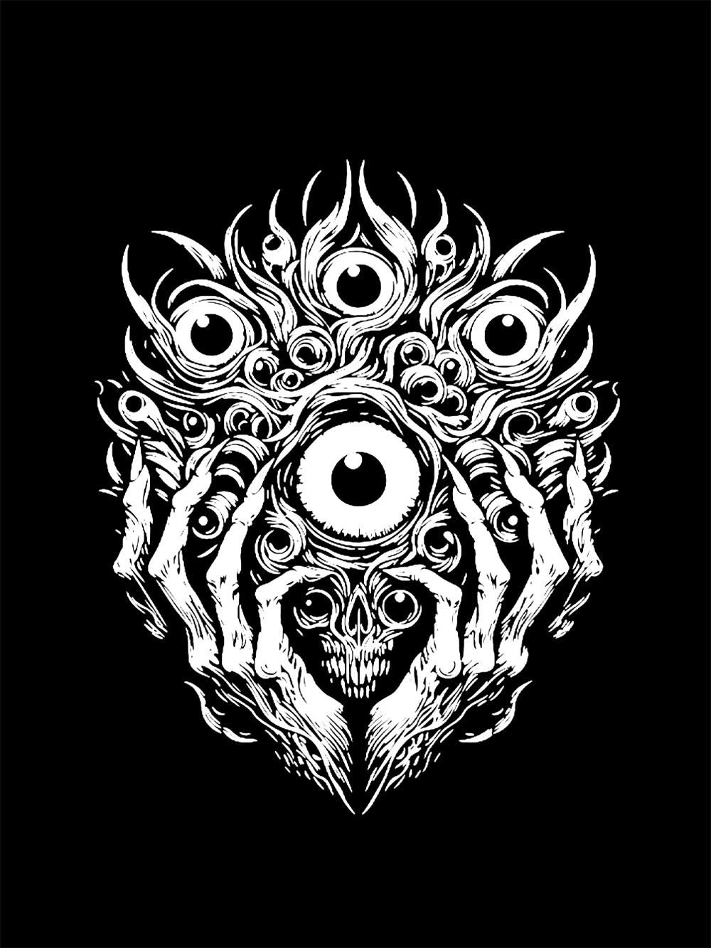 Skull Of Many Eyes Washed Tshirt