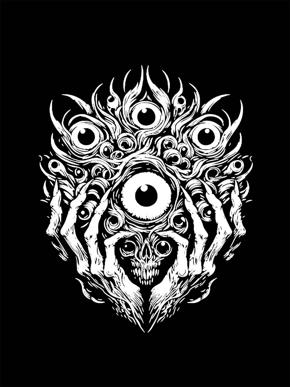 Skull Of Many Eyes Washed Tshirt
