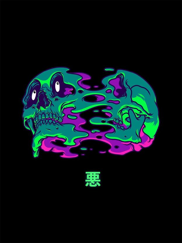 Evil And Skull Washed Tshirt