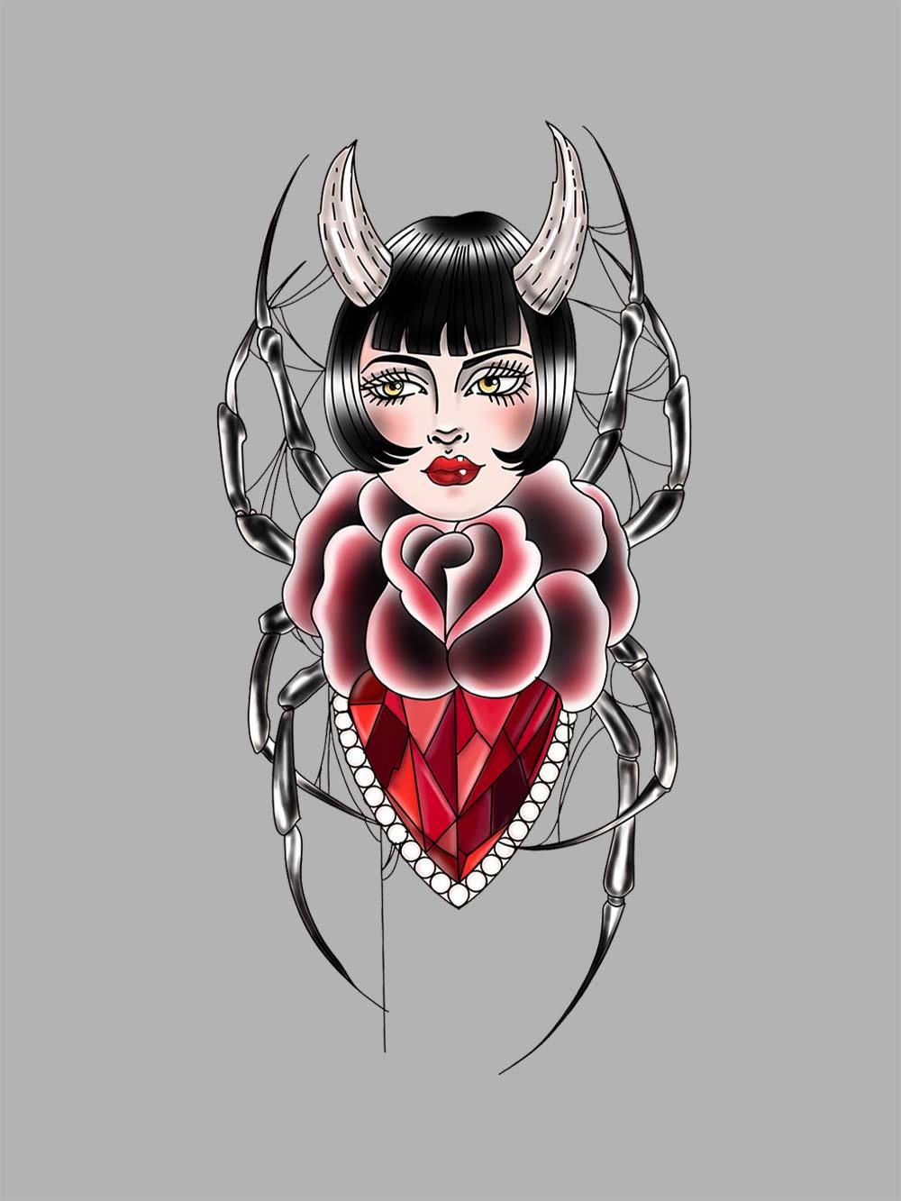 Horned Siren Spider Washed Tshirt