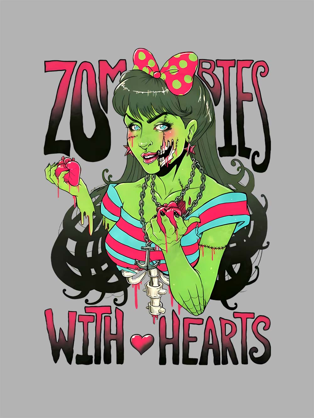 Zombies With Hearts Washed Tshirt