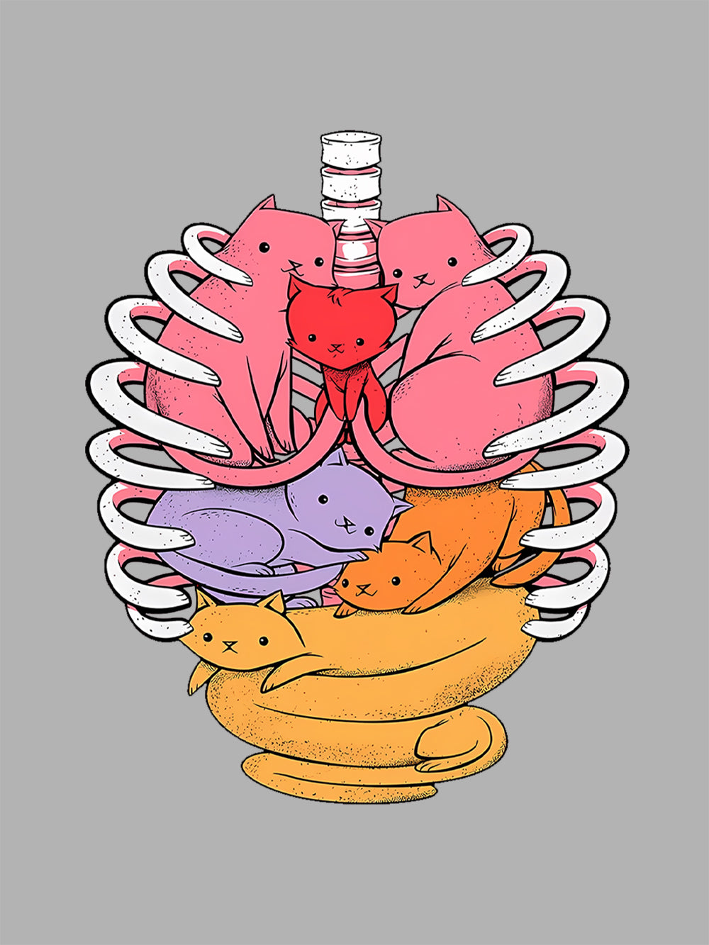 Cats In Rib Cage Washed Tshirt