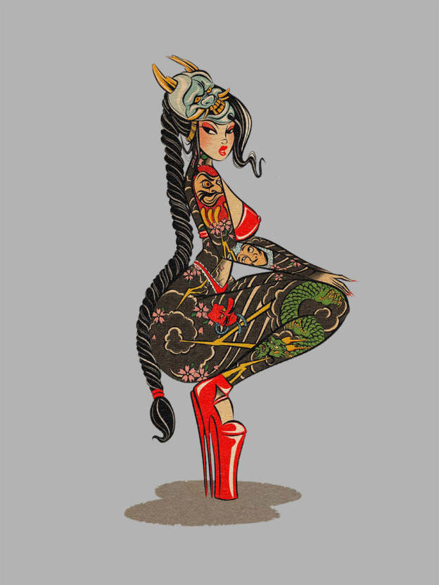 Tattooed Warrior Washed Tshirt