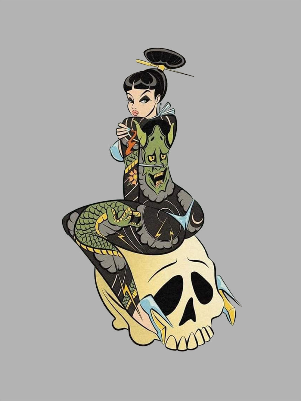 Tattoo And Skull Washed Tshirt