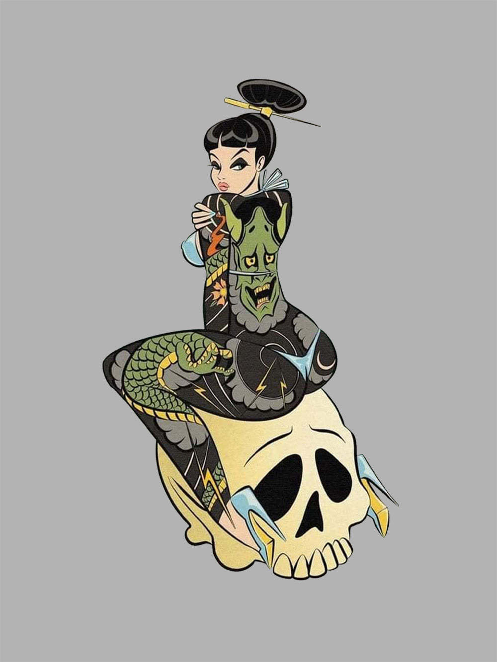 Tattoo And Skull Washed Tshirt