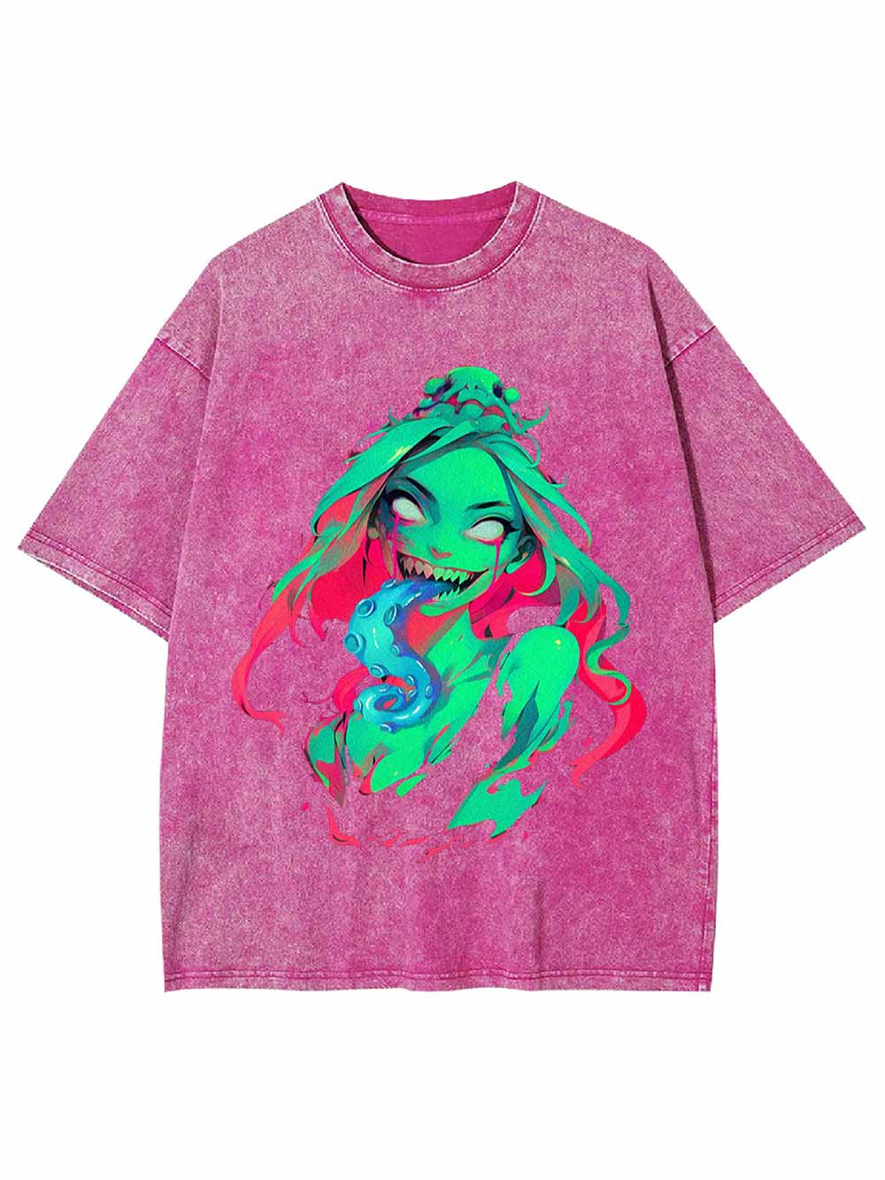Tentacles Evil Girl Washed Tshirt