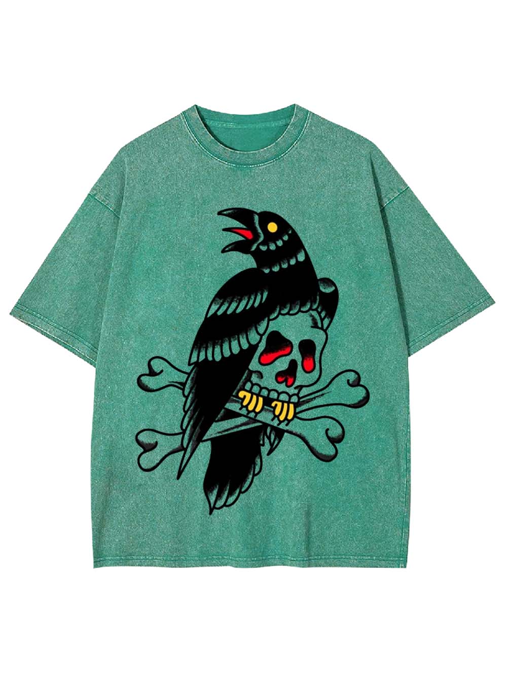 Skull Crossbones Graphic Washed Tshirt