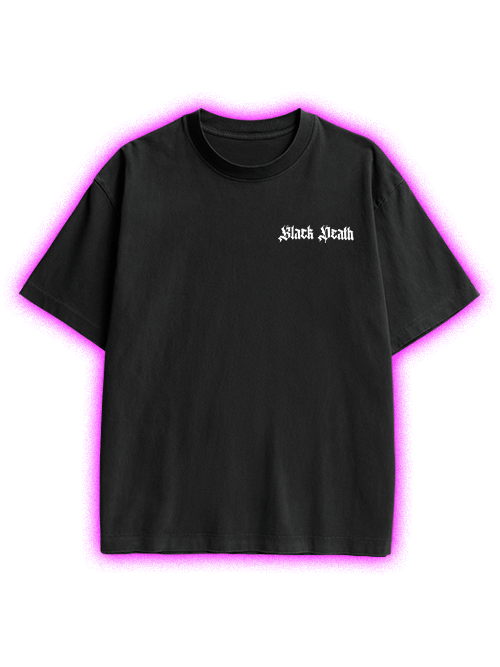 Black Death Double Sided Print Washed TShirt