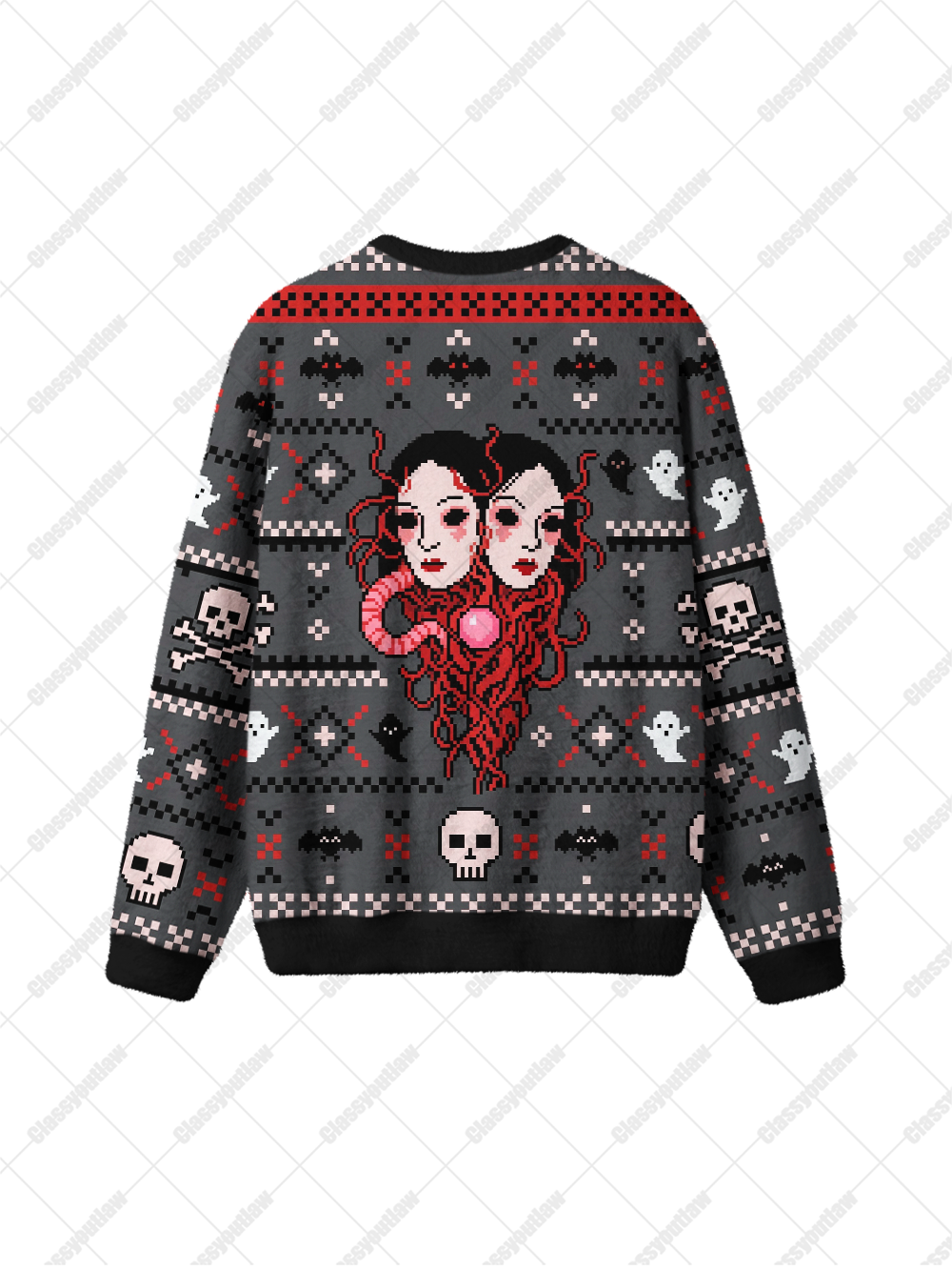 TWO FACES UGLY CHRISTMAS SWEATSHIRT