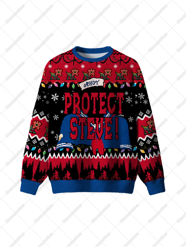 Protect steve UGLY CHRISTMAS SWEATSHIRT
