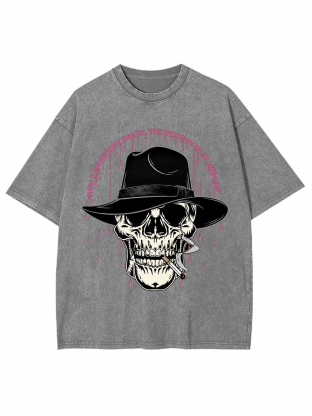 Dark Skull Gentleman Hat Washed Tshirt