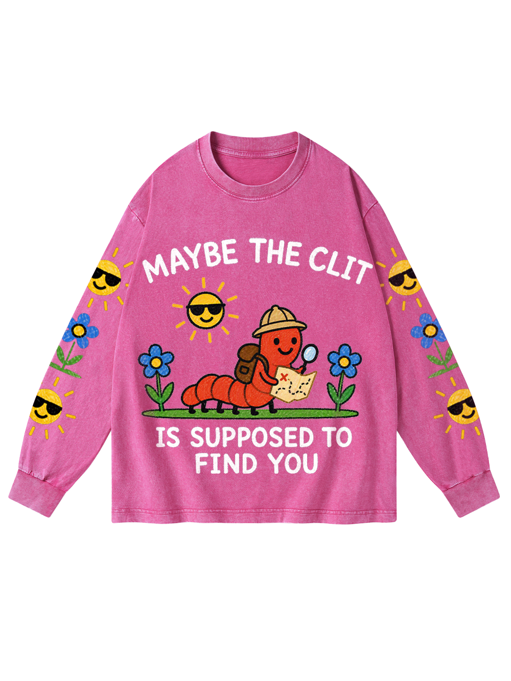 WORM EXPLORER WASHED LONG-SLEEVE GRAPHIC TSHIRT