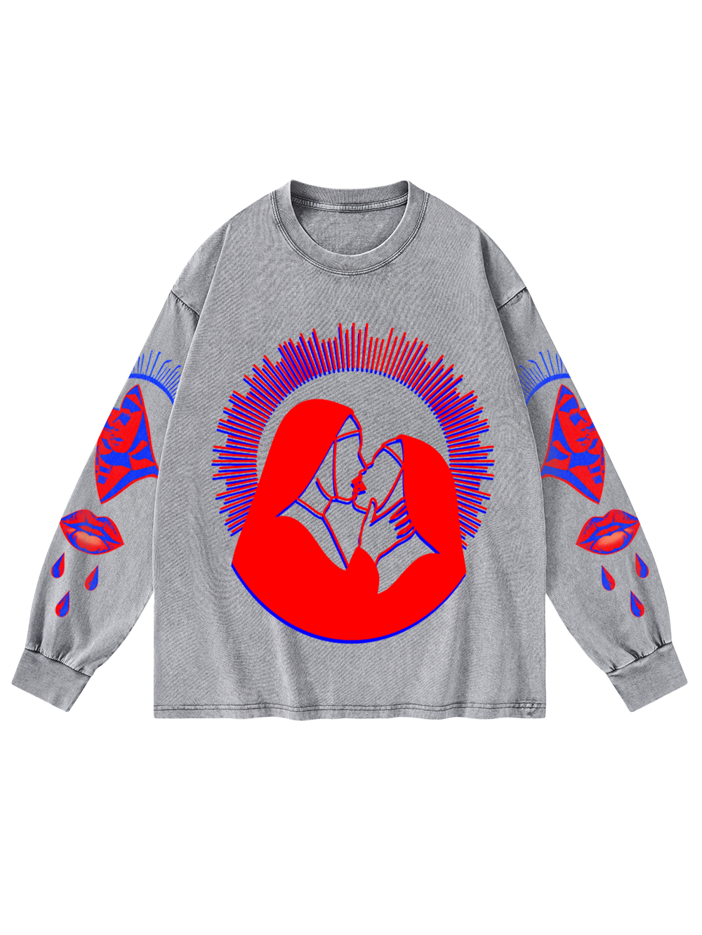HOLY KISS WASHED LONG-SLEEVE GRAPHIC TSHIRT