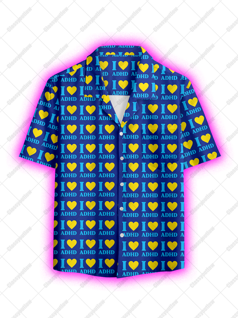 I LOVE ADHD BUTTON UP POCKET SHIRT