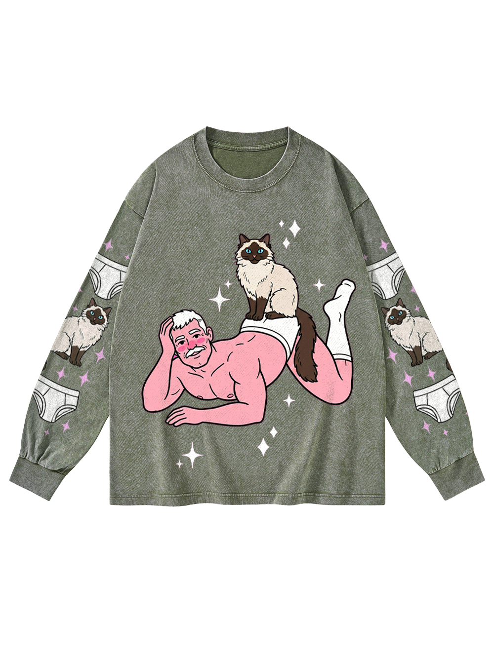 CAT DADDY PIN-UP WASHED LONG-SLEEVE GRAPHIC TSHIRT