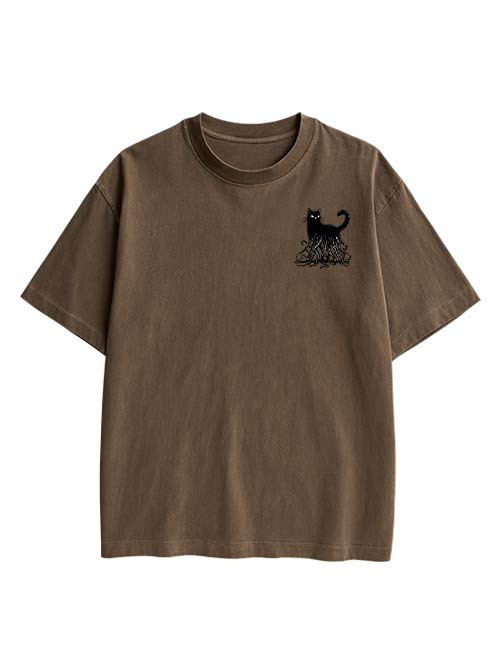 Octopus Tentacle Cat Double Sided Print Washed TShirt