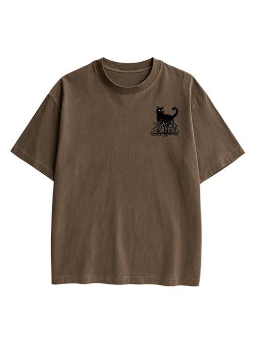 Octopus Tentacle Cat Double Sided Print Washed TShirt