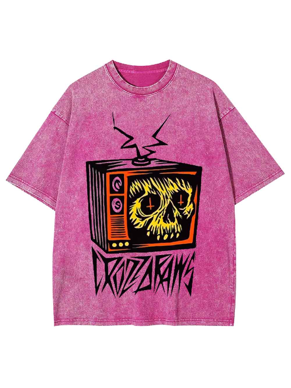 DISTORTED SKULL TV WASHED TSHIRT