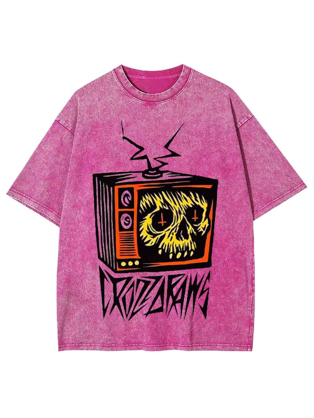 DISTORTED SKULL TV WASHED TSHIRT