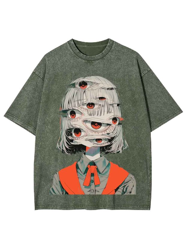 Girl with Multiple Eyes Washed Tshirt