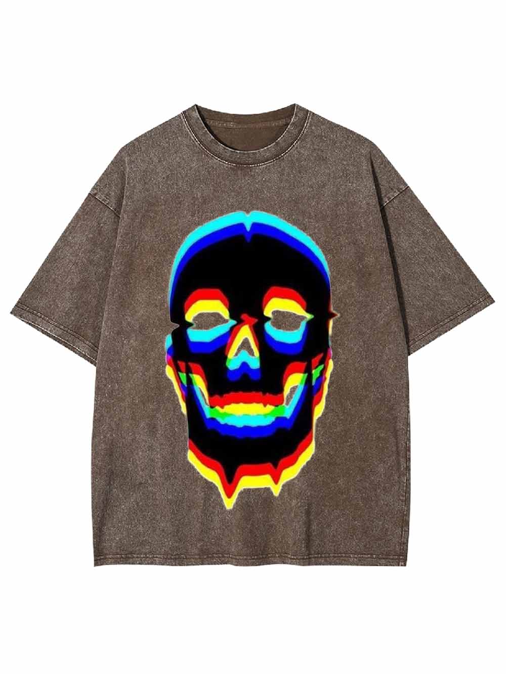 Cyberpunk Neon Skull Washed Tshirt