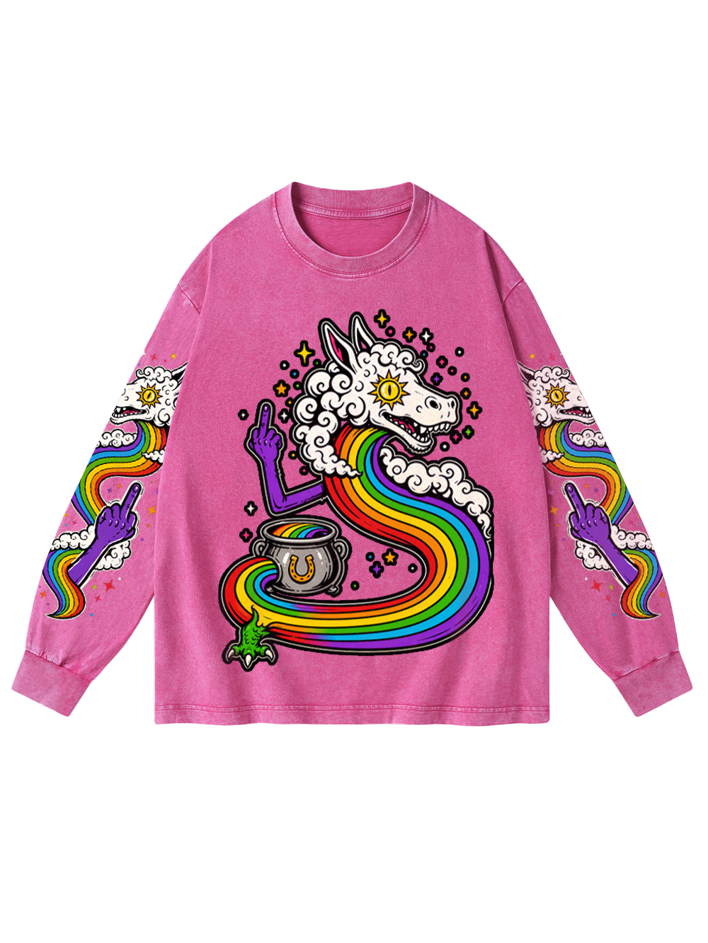 CLOUD MONSTER WASHED LONG-SLEEVE GRAPHIC TSHIRT