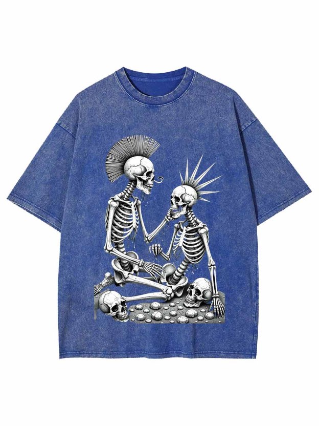 Skeleton Couple Washed Tshirt