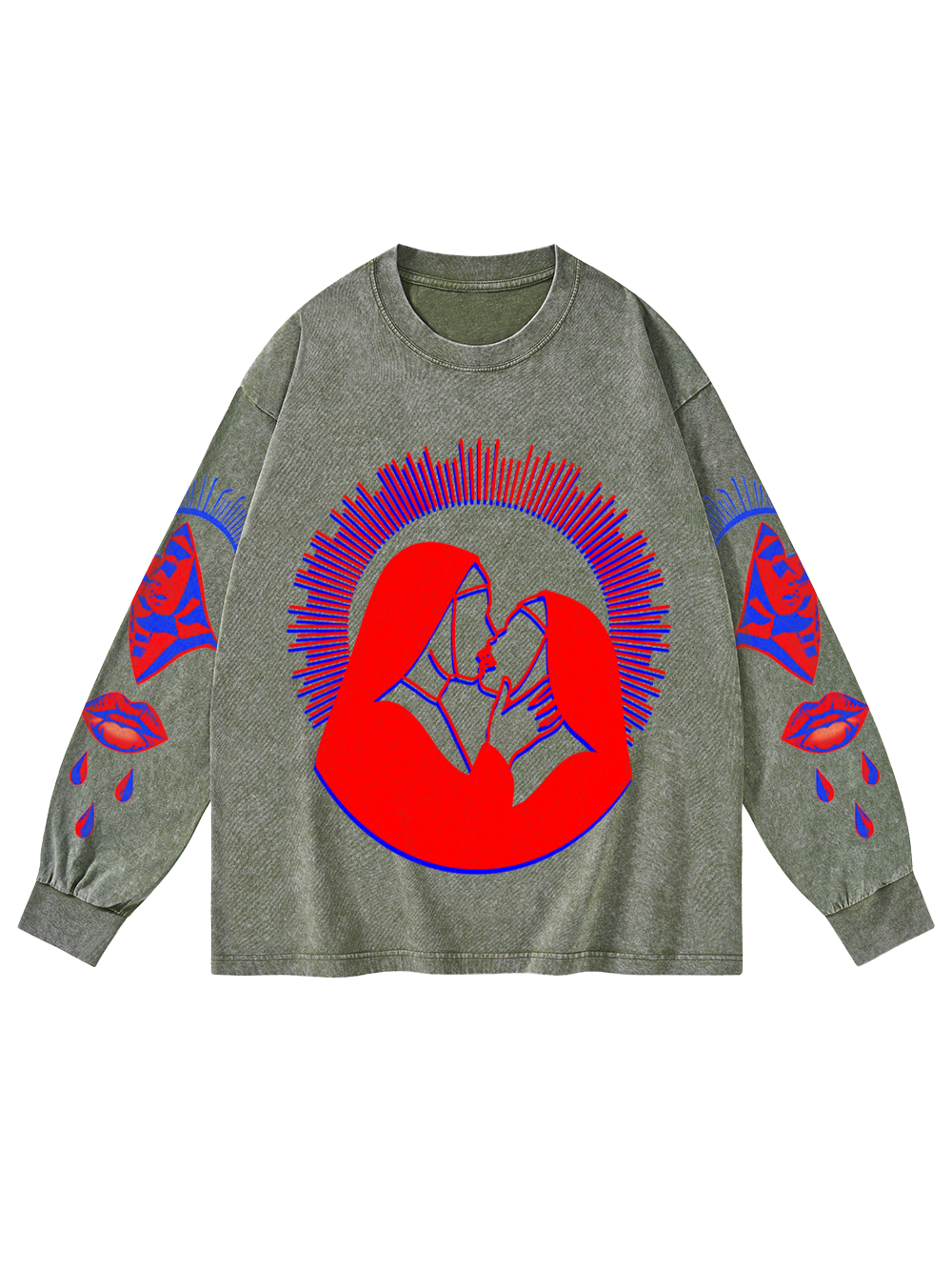 HOLY KISS WASHED LONG-SLEEVE GRAPHIC TSHIRT