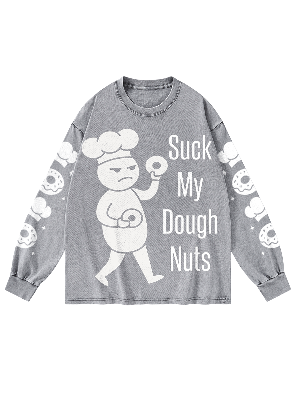 DOUGHNUT ATTITUDE WASHED LONG-SLEEVE GRAPHIC TSHIRT