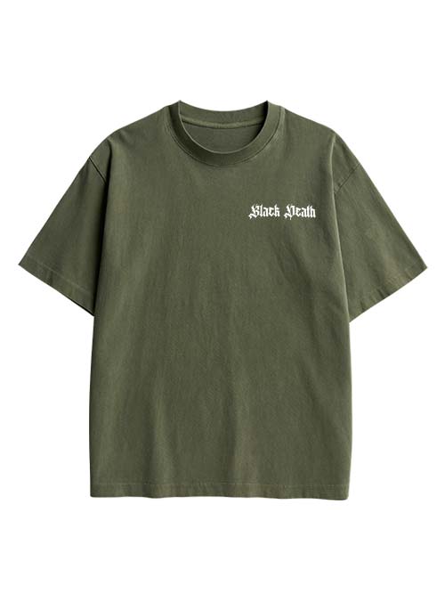 Black Death Double Sided Print Washed TShirt