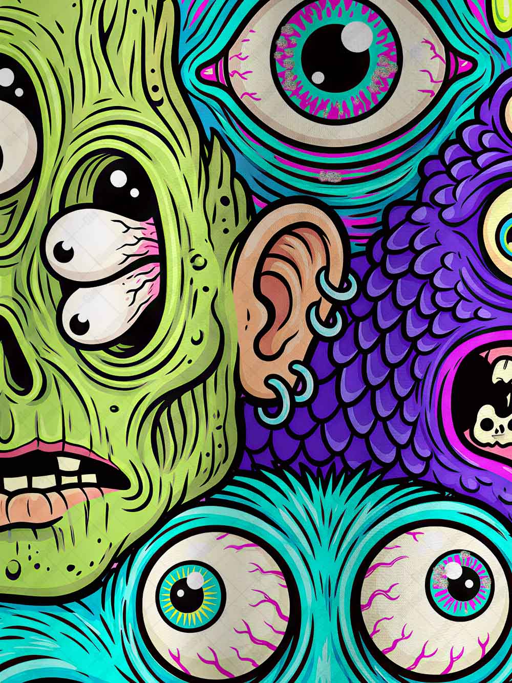 Freakshow Neon Madness Eco Oversized Graphic Tees