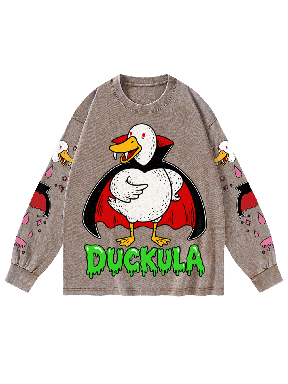 VAMPIRE DUCK WASHED LONG-SLEEVE GRAPHIC TSHIRT