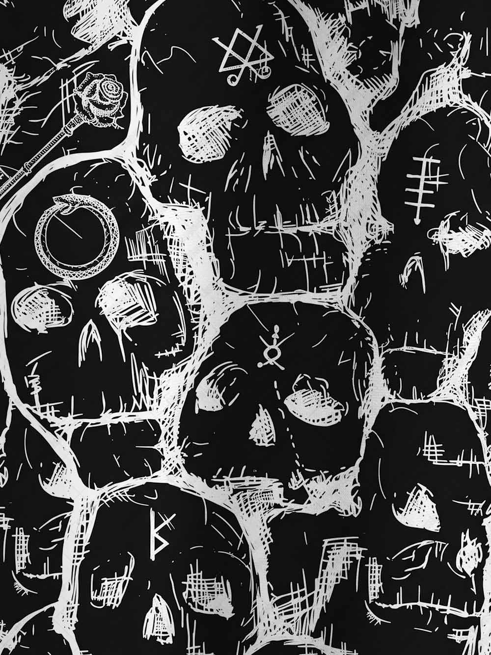 Dark Gothic Punk Skull Eco Oversized Graphic Tees