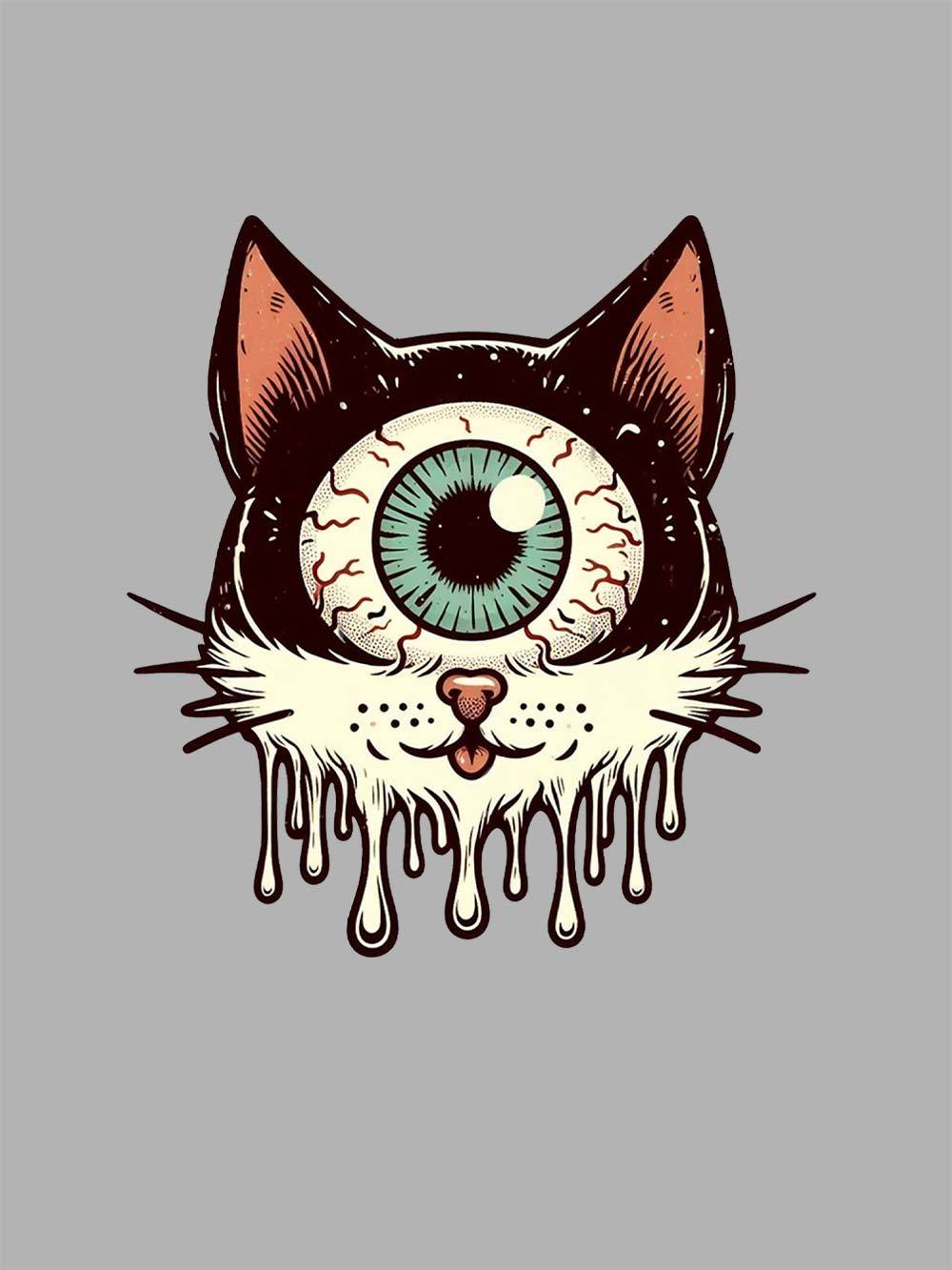 Melting Eyeball Cat Washed Tshirt